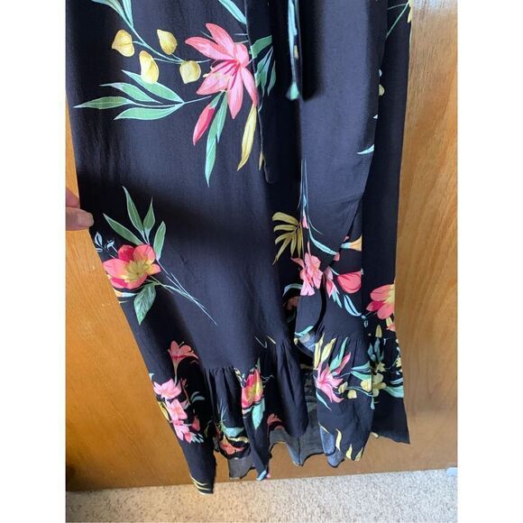 XIX PALMS Kaanapali Wrap Maxi Dress Black Size XS - Picture 7 of 12
